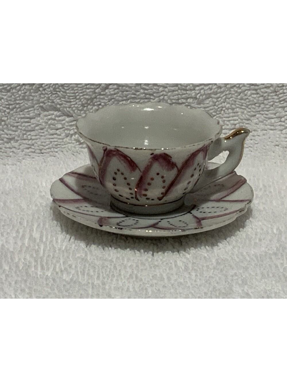 Vintage Souvenir (or Used As Doll House Accessory) Mini Japanese Teacup & Saucer